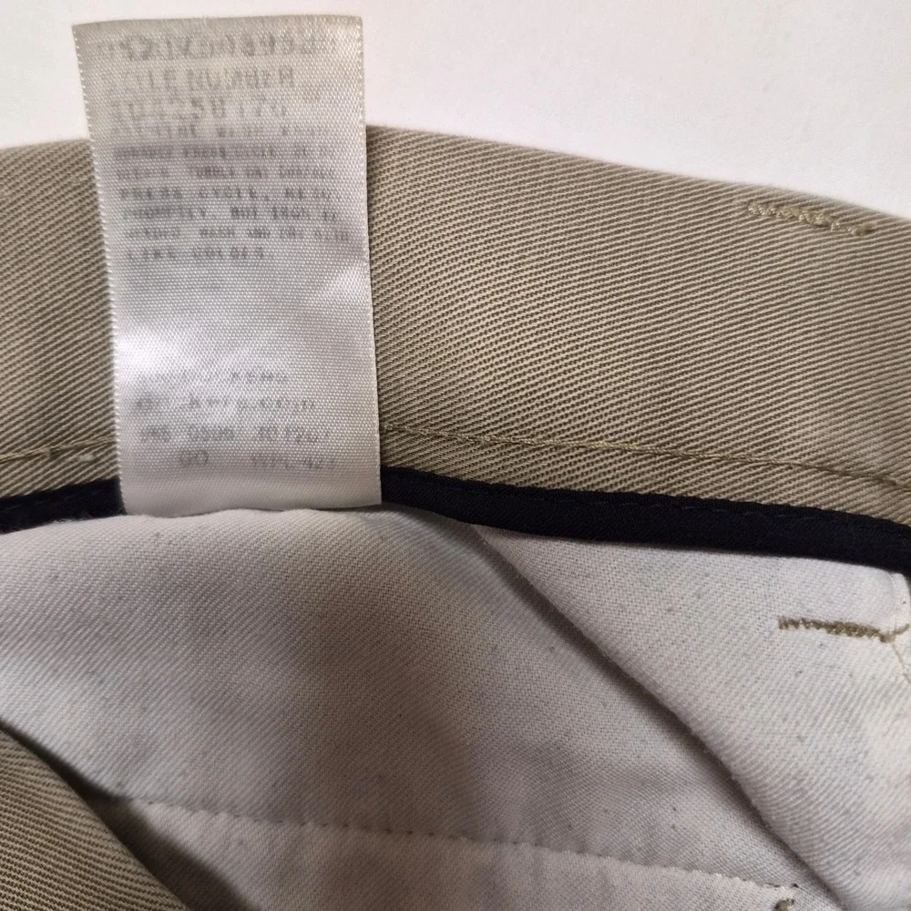 Dockers Mens 34x34 Khaki Pleated Relaxed Fit Cotton Chino Pants Cuffed Tan